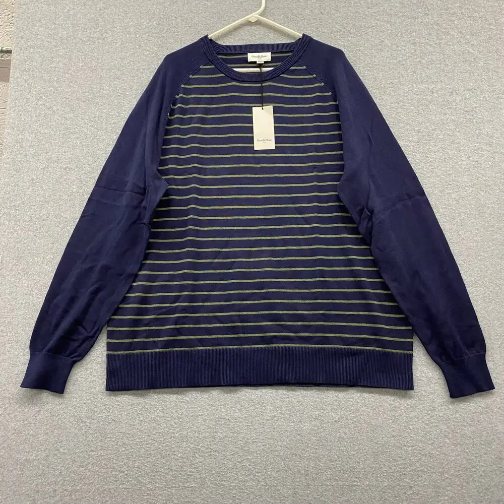 Goodfellow & Co XXL Xavier Navy Stripe Sweater NWT Preppy Coastal Crewneck